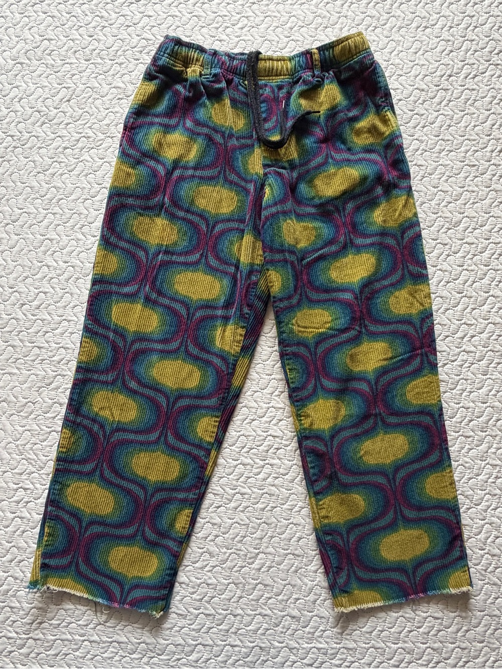 Urban Outfitters Corduroy Pants Small Psychedelic Geometric Print Drawstring